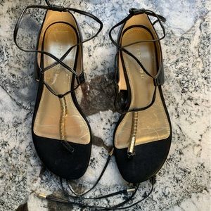 Marc Fisher Gold T Strap Sandals size 7